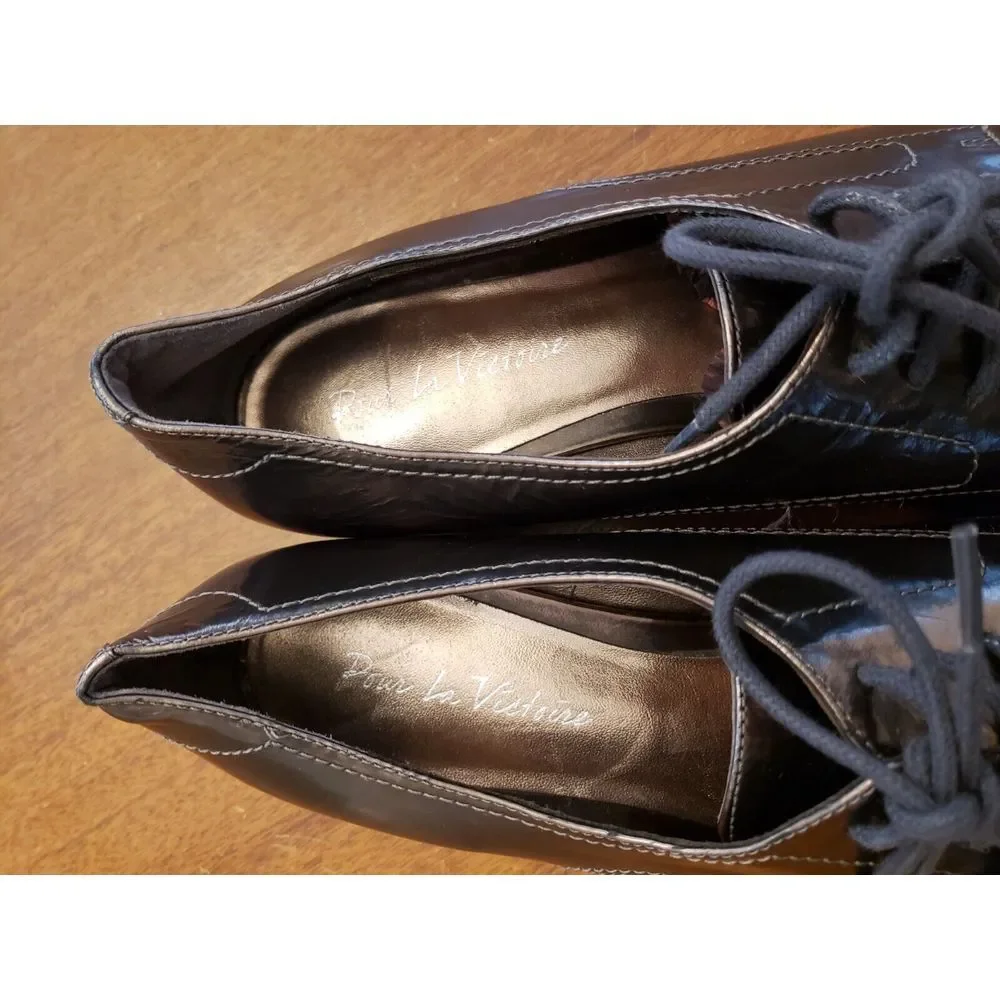 Pour La Victoire Leather Lace Up Oxford Shoes Metallic Copper Bronze 8‎ Derby